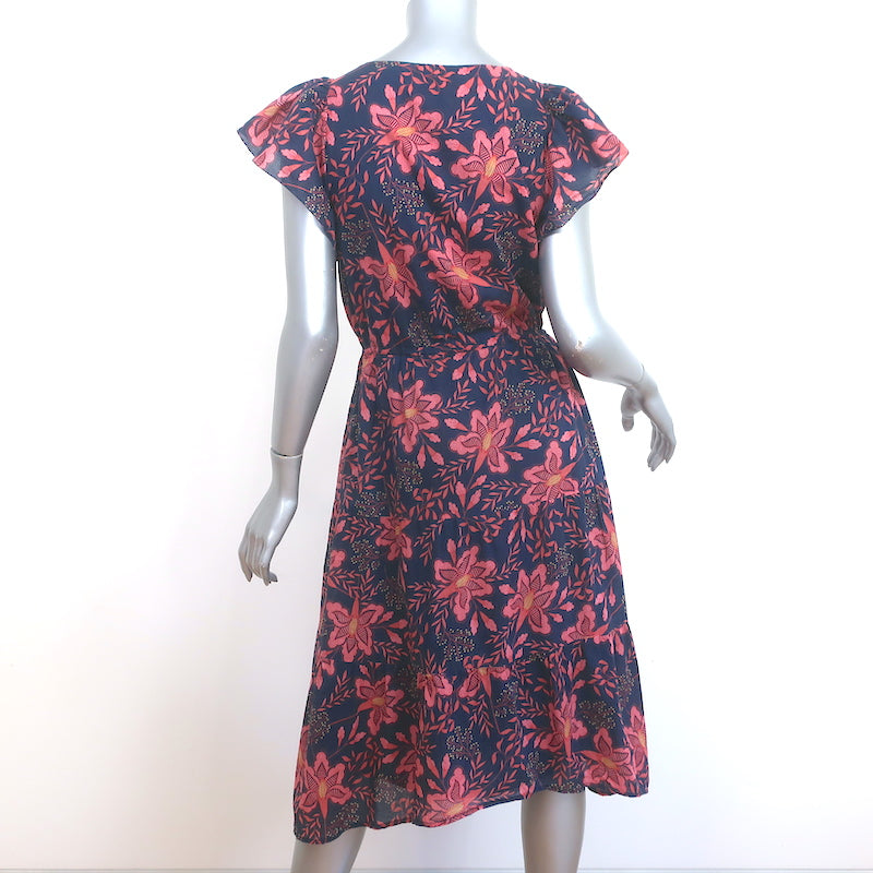 Trovata Birds of Paradis Kristi Midi Dress Navy Floral Print Size Extra Small