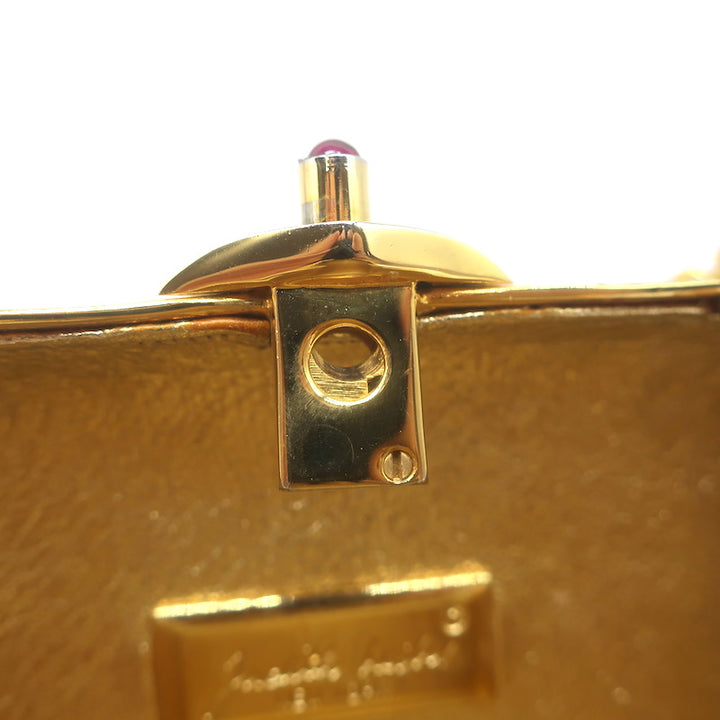 Judith Leiber Swarovski Crystal Minaudiere Mini Box Clutch Silver/Gold