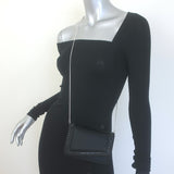 Judith Leiber Crystal-Trimmed Mini Flap Clutch Black Satin Shoulder Bag