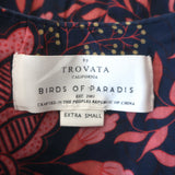 Trovata Birds of Paradis Kristi Midi Dress Navy Floral Print Size Extra Small