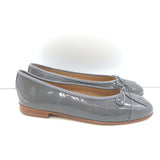 Chanel 15S CC Cap Toe Ballet Flats Gray Patent Leather Size 36 NEW