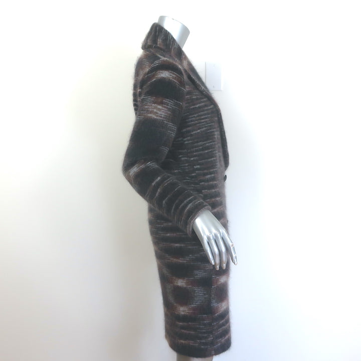Missoni brushed mohair double-breasted coat in black and brown, luxury pre-owned