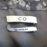 Co Pussy Bow Blouse Gray Floral Print Silk Chiffon Size Small Long Sleeve Top