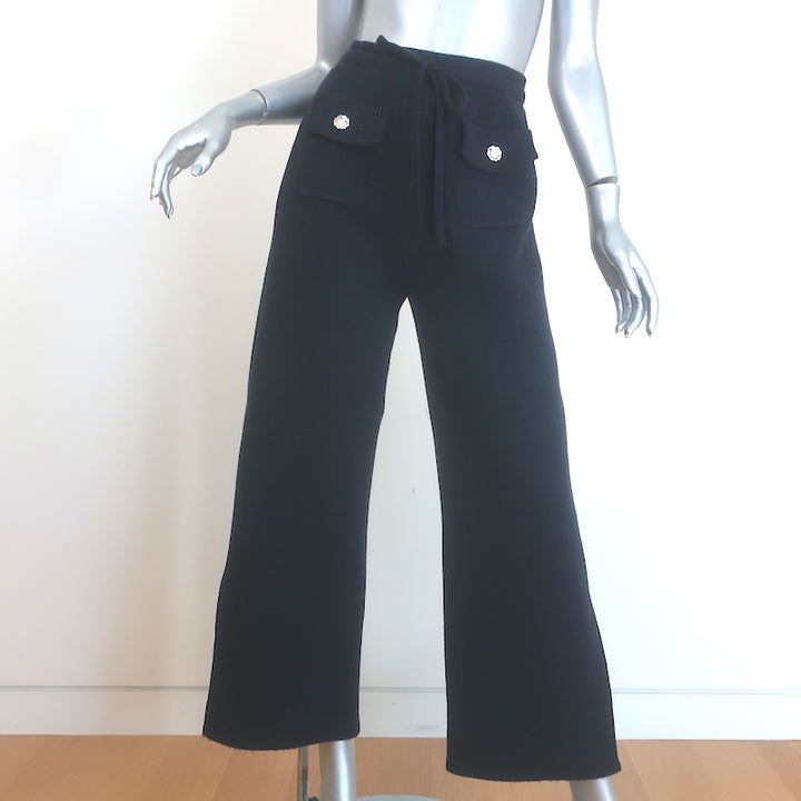 Chanel 24P Cashmere Reversible Cardigan &amp; Wide Leg Pants Set Black/Navy Size 36