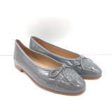 Chanel 15S CC Cap Toe Ballet Flats Gray Patent Leather Size 36 NEW