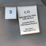 Co Pussy Bow Blouse Gray Floral Print Silk Chiffon Size Small Long Sleeve Top