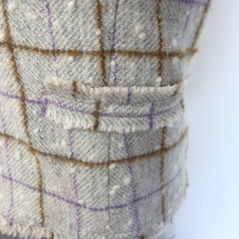 Isabel Marant Etoile Lyra Windowpane Check Jacket Ecru Speckled Tweed Size 36