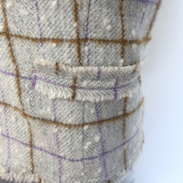 Isabel Marant Etoile Lyra Windowpane Check Jacket Ecru Speckled Tweed Size 36