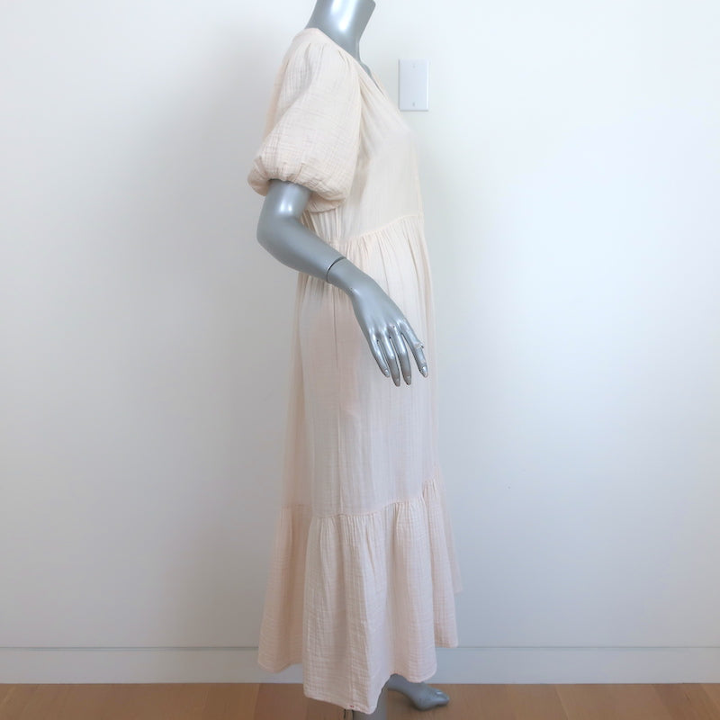 Xirena Lennox Button-Front Midi Dress Ivory Cotton Gauze Size Extra Small