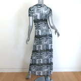 Vintage 1995 Vivienne Tam Mao Print Mesh Maxi Dress Gray Size 1