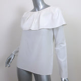 COS Ruffle Top White Cotton-Silk Size 4 Long Sleeve Blouse