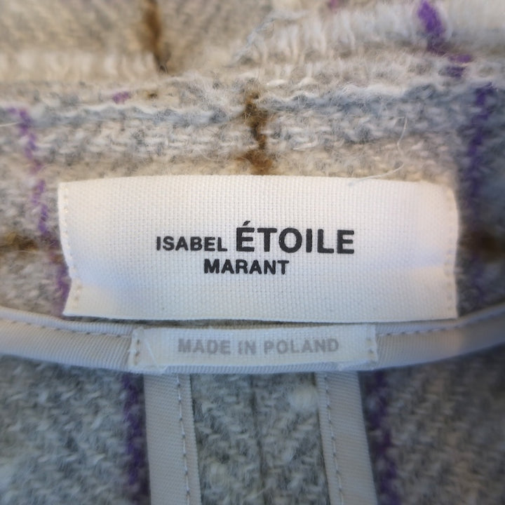 Isabel Marant Etoile Lyra Windowpane Check Jacket Ecru Speckled Tweed Size 36