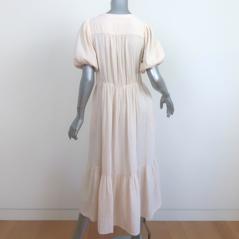 Xirena Lennox Button-Front Midi Dress Ivory Cotton Gauze Size Extra Small