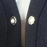 Chanel 24P Cashmere Reversible Cardigan & Wide Leg Pants Set Black/Navy Size 36