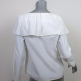 COS Ruffle Top White Cotton-Silk Size 4 Long Sleeve Blouse