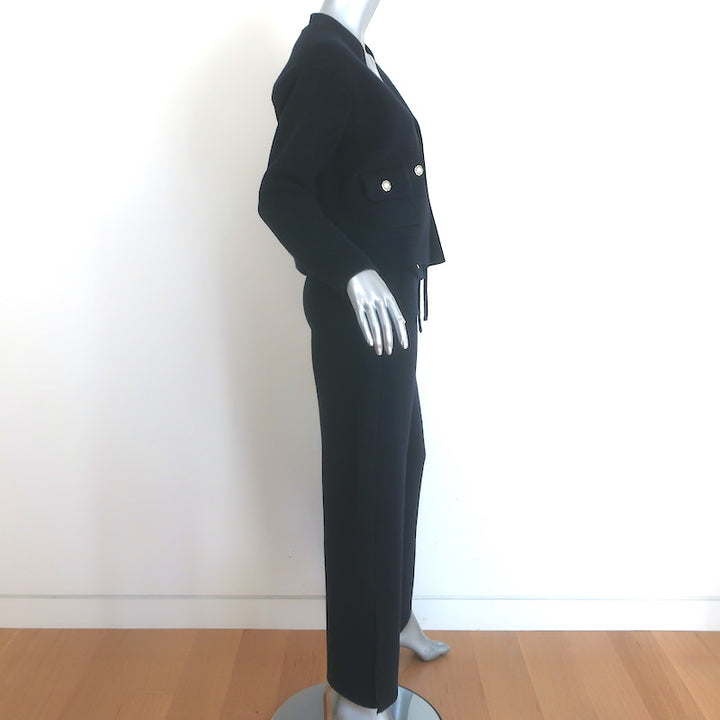 Chanel 24P Cashmere Reversible Cardigan &amp; Wide Leg Pants Set Black/Navy Size 36
