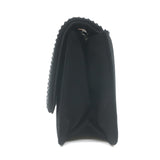 Judith Leiber Crystal-Trimmed Mini Flap Clutch Black Satin Shoulder Bag