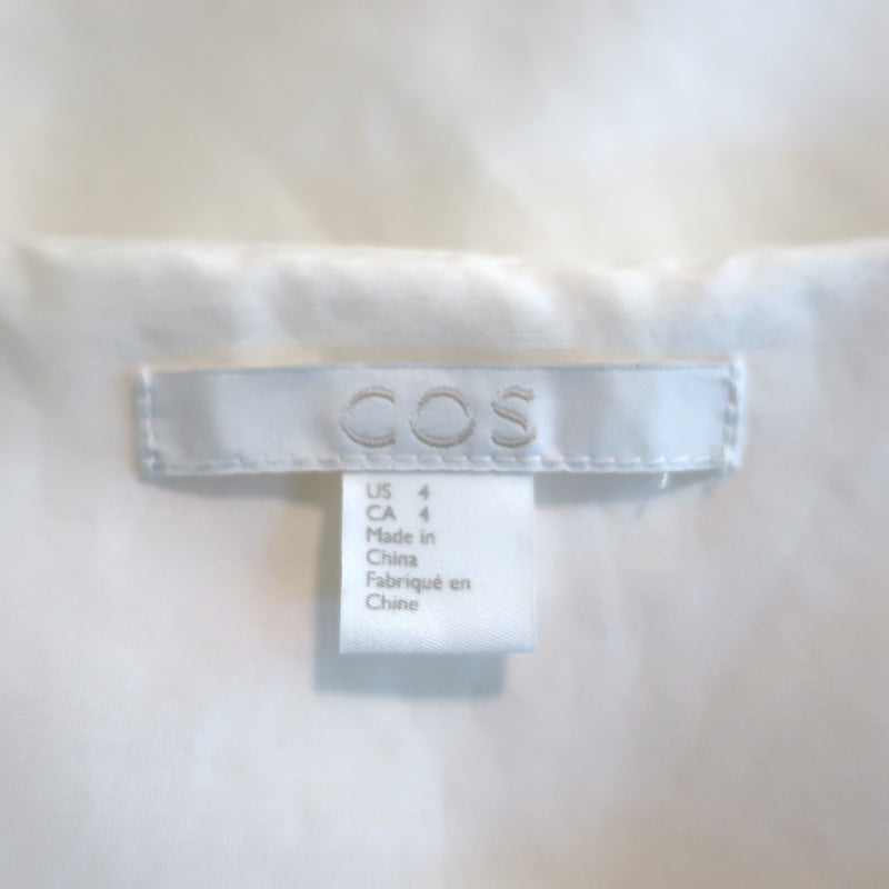 COS Ruffle Top White Cotton-Silk Size 4 Long Sleeve Blouse