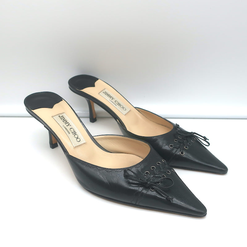 Louis Vuitton Black Leather Call Back Pointed-Toe Pumps Size 36