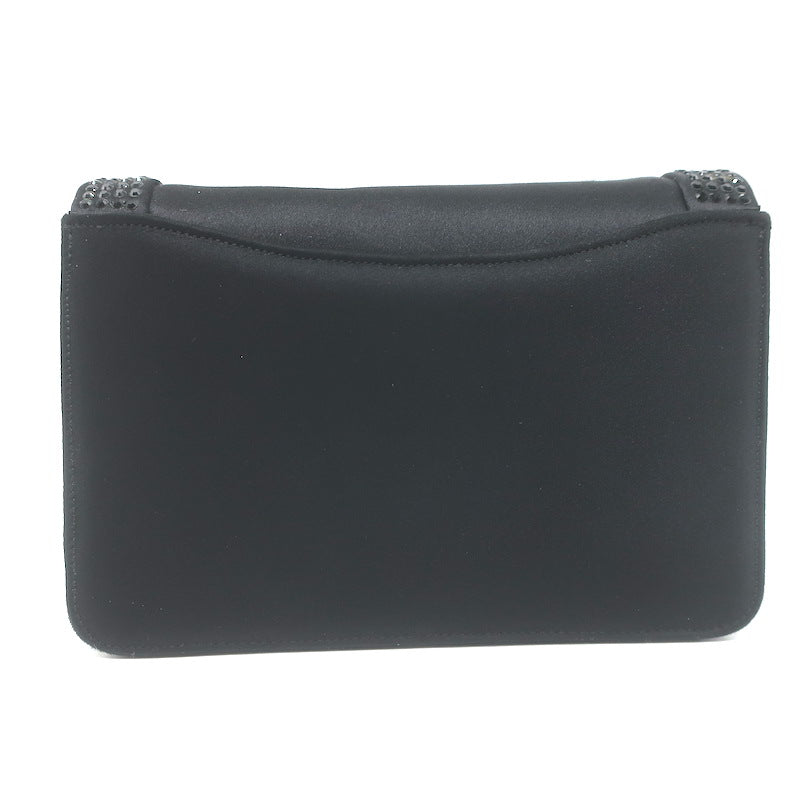 Judith Leiber Crystal-Trimmed Mini Flap Clutch Black Satin Shoulder Bag