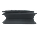 Judith Leiber Crystal-Trimmed Mini Flap Clutch Black Satin Shoulder Bag
