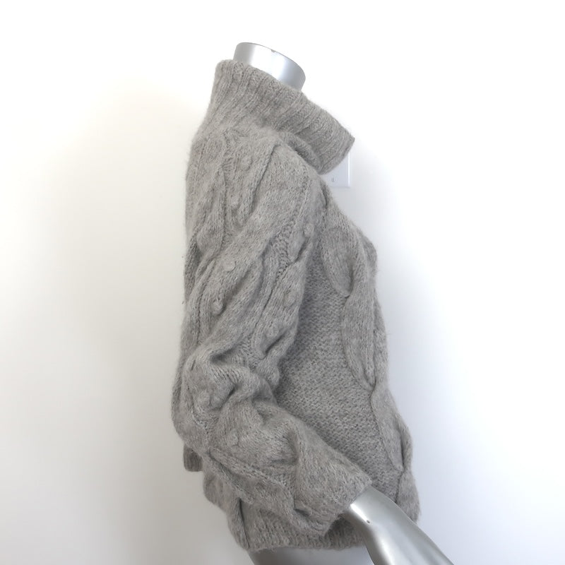 Ulla Johnson Bruna Cable Knit Turtleneck Sweater Gray Alpaca Size Small
