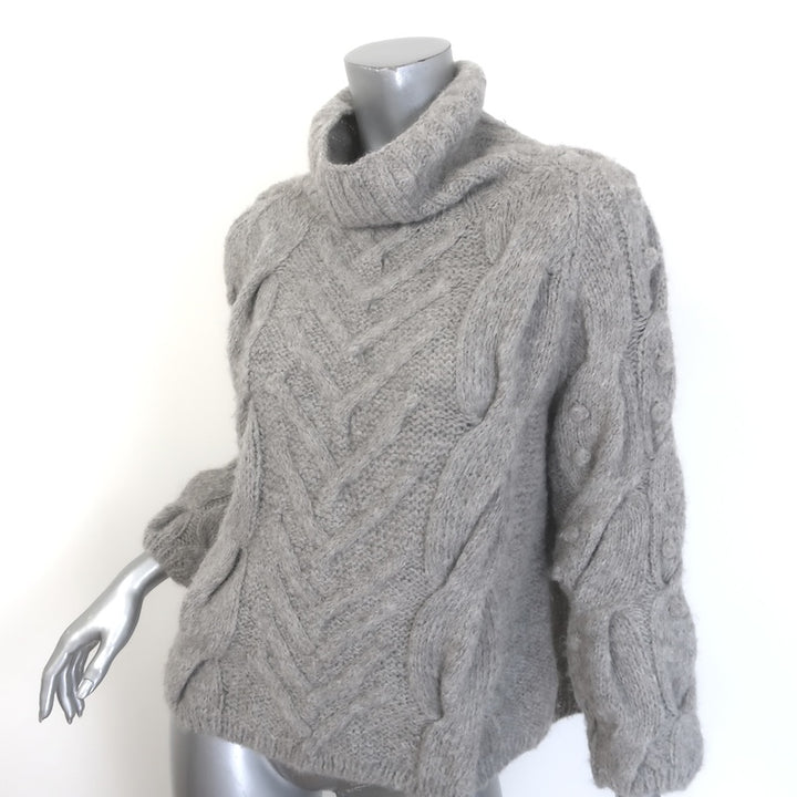 Ulla Johnson Bruna Cable Knit Turtleneck Sweater Gray Alpaca Size Small