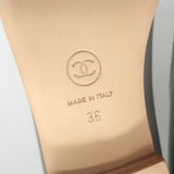 Chanel 15S CC Cap Toe Ballet Flats Gray Patent Leather Size 36 NEW
