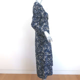 Isabel Marant Midi Dress Albini Navy Marble Print Ruched Silk Size 36