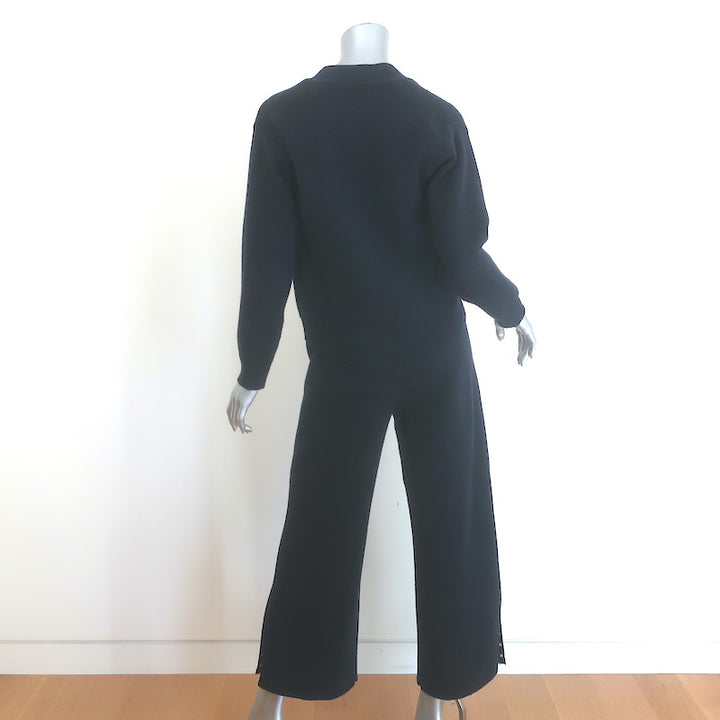 Chanel 24P Cashmere Reversible Cardigan &amp; Wide Leg Pants Set Black/Navy Size 36