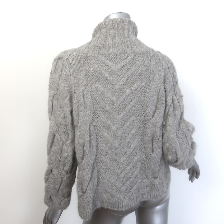 Ulla Johnson Bruna Cable Knit Turtleneck Sweater Gray Alpaca Size Small