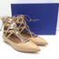 Aquazzura Belgravia Lace-Up Pointed Toe Flats Nude Cutout Leather Size 36 NEW