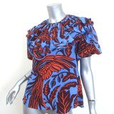 Johanna Ortiz Mundo Invisible Top Blue Printed Silk Size 4 Short Sleeve Blouse
