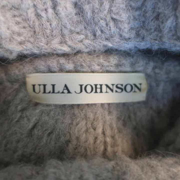Ulla Johnson Bruna Cable Knit Turtleneck Sweater Gray Alpaca Size Small