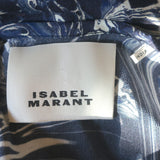 Isabel Marant Midi Dress Albini Navy Marble Print Ruched Silk Size 36