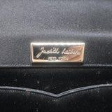 Judith Leiber Crystal-Trimmed Mini Flap Clutch Black Satin Shoulder Bag