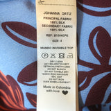 Johanna Ortiz Mundo Invisible Top Blue Printed Silk Size 4 Short Sleeve Blouse