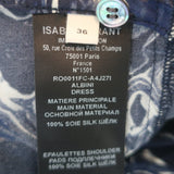 Isabel Marant Midi Dress Albini Navy Marble Print Ruched Silk Size 36