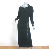 Isabel Marant Gemmy Side-Zip Midi Dress Black Wool-Blend Knit Size 36
