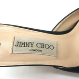 Jimmy Choo Lace-Up Mules Black Leather Size 38.5 Pointed Toe Heels