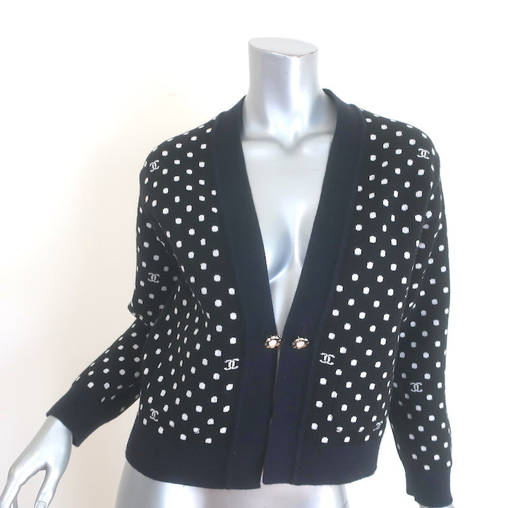 Chanel 24P Cashmere Reversible Cardigan &amp; Wide Leg Pants Set Black/Navy Size 36