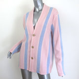 Guest In Residence Baja Everywear cashmere cardigan in powder pink and blue, size small, pre-owned authentic luxury