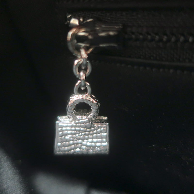 Judith Leiber Crystal-Trimmed Mini Flap Clutch Black Satin Shoulder Bag