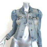 Retrofete Rissa Puff Sleeve Distressed Denim Jacket Light Zephyr Size Small