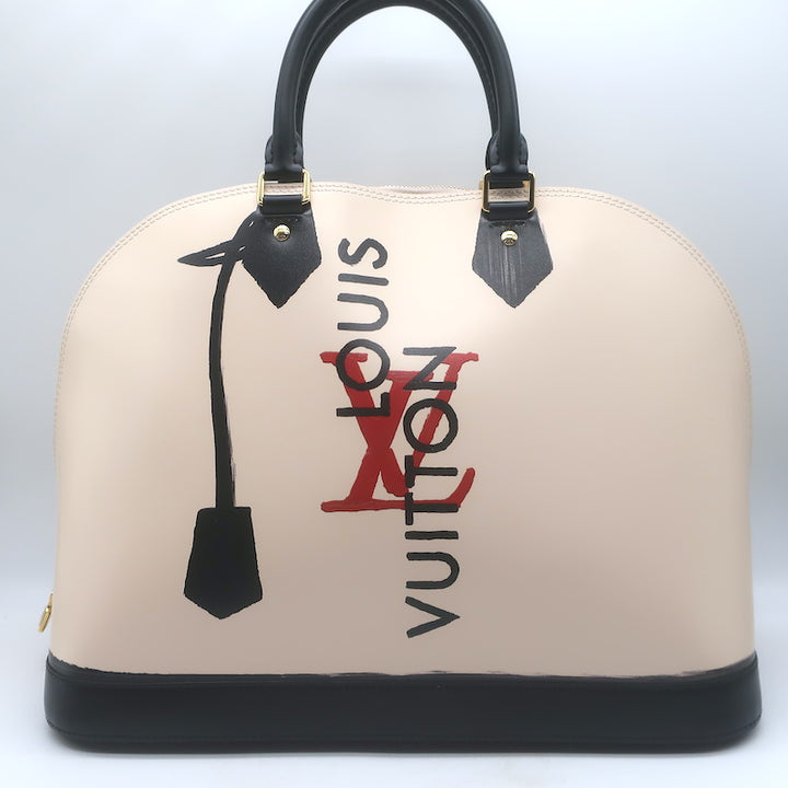 Louis Vuitton Alma GM Scarf Print Bag Eggshell Leather NEW