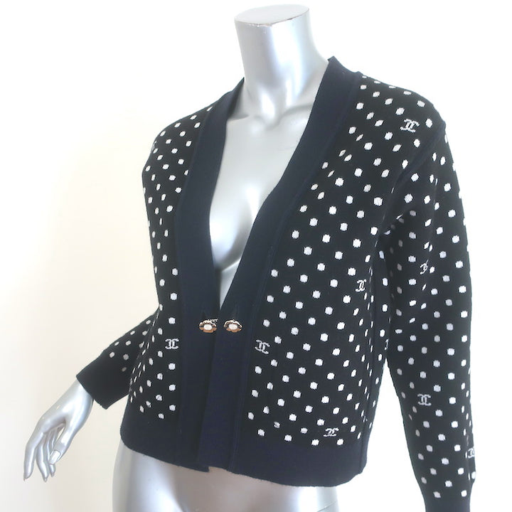 Chanel 24P Cashmere Reversible Cardigan &amp; Wide Leg Pants Set Black/Navy Size 36