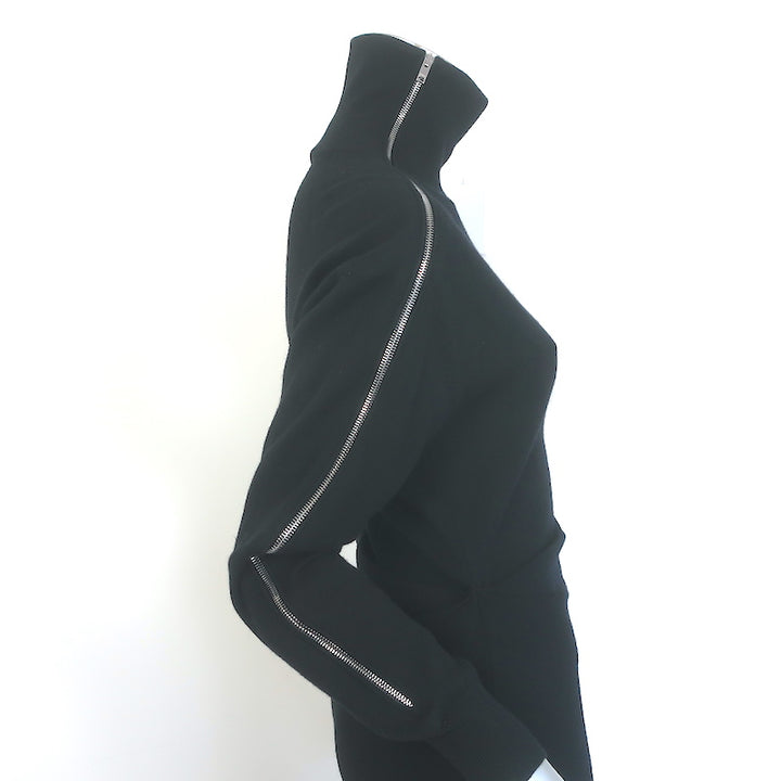 Isabel Marant Gemmy Side-Zip Midi Dress Black Wool-Blend Knit Size 36