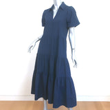 Brochu Walker Havana Puff Sleeve Tiered Midi Dress Navy Size Small
