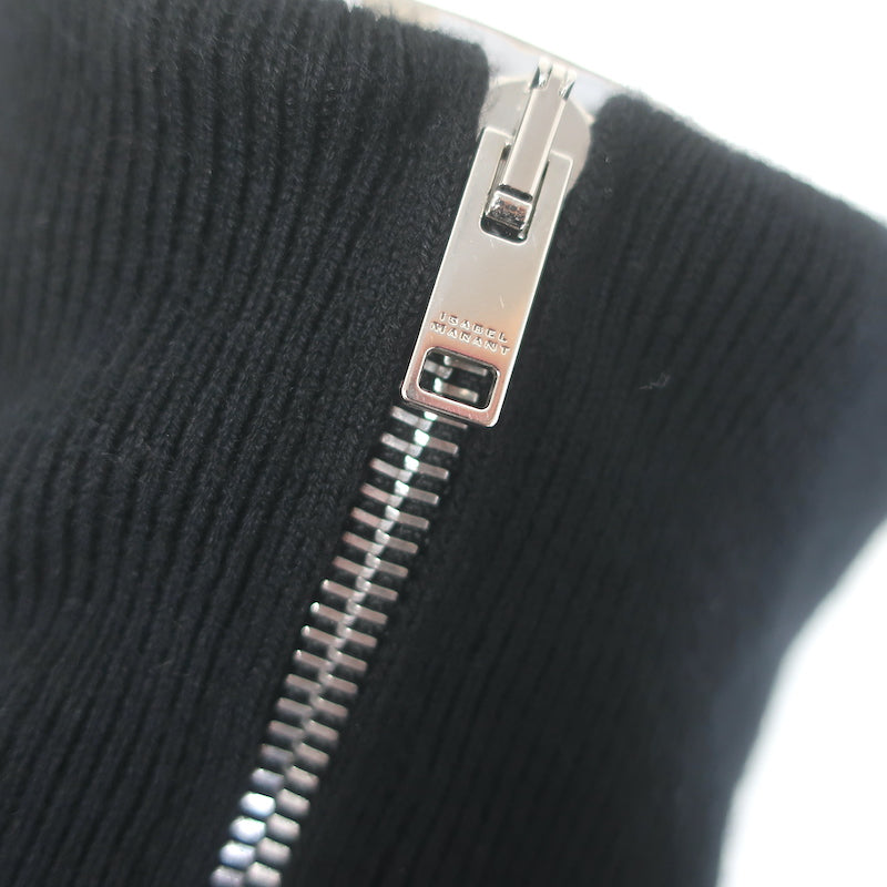 Isabel Marant Gemmy Side-Zip Midi Dress Black Wool-Blend Knit Size 36