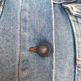 Retrofete Rissa Puff Sleeve Distressed Denim Jacket Light Zephyr Size Small